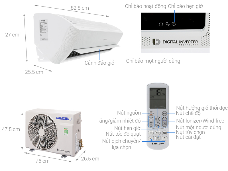 my lnh samsung ar10mvfscurnsv 1.0 HP Inverter - Máy lạnh Samsung AR10NVFTAGMNSV (1.0 HP, Inverter, Gas R410a)
