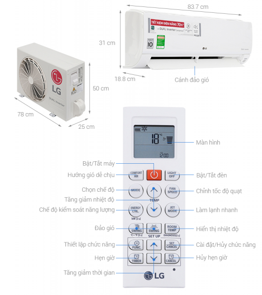 Máy Lạnh LG V10API (1.0 HP, Inverter, Gas R32, Wifi) - 1 my lnh lg v10api 1h.P Inverter Gas R32 Wifi 1 - Máy Lạnh LG V10API (1.0 HP, Inverter, Gas R32, Wifi)