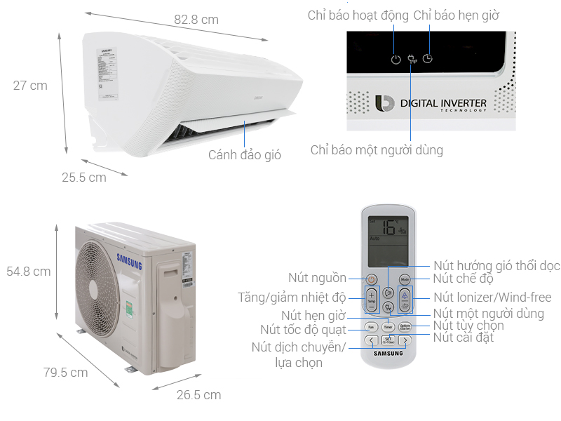 Máy lạnh Samsung AR13NVFTAGMNSV (1.5 HP, Inverter, Gas R410a) - 1 máy lạnh samsung ar13nvfxawknsv 1.5 hp inverter gas r410a 3 - Máy lạnh Samsung AR13NVFTAGMNSV (1.5 HP, Inverter, Gas R410a)