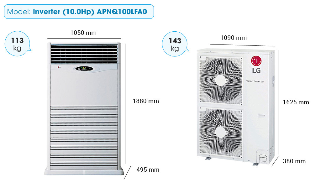 Dieu hoa cay LG cong suat 10hp - Máy lạnh tủ đứng LG APNQ100LFA0 (10.0 HP, Inverter)